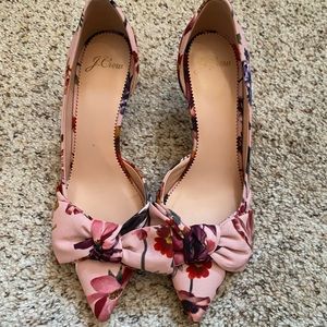 J.Crew pink floral heels 6.5